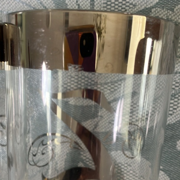 VINTAGE MONOGRAM Z SILVER RIM SCROLLS WEIGHTED QUEENS LUSTERWARE HIGHBALL SET 2 - Picture 7 of 9